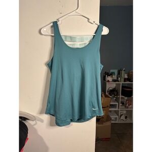 Nike Dry Training Tank Top Teal Blue Strappy Back Womens Medium